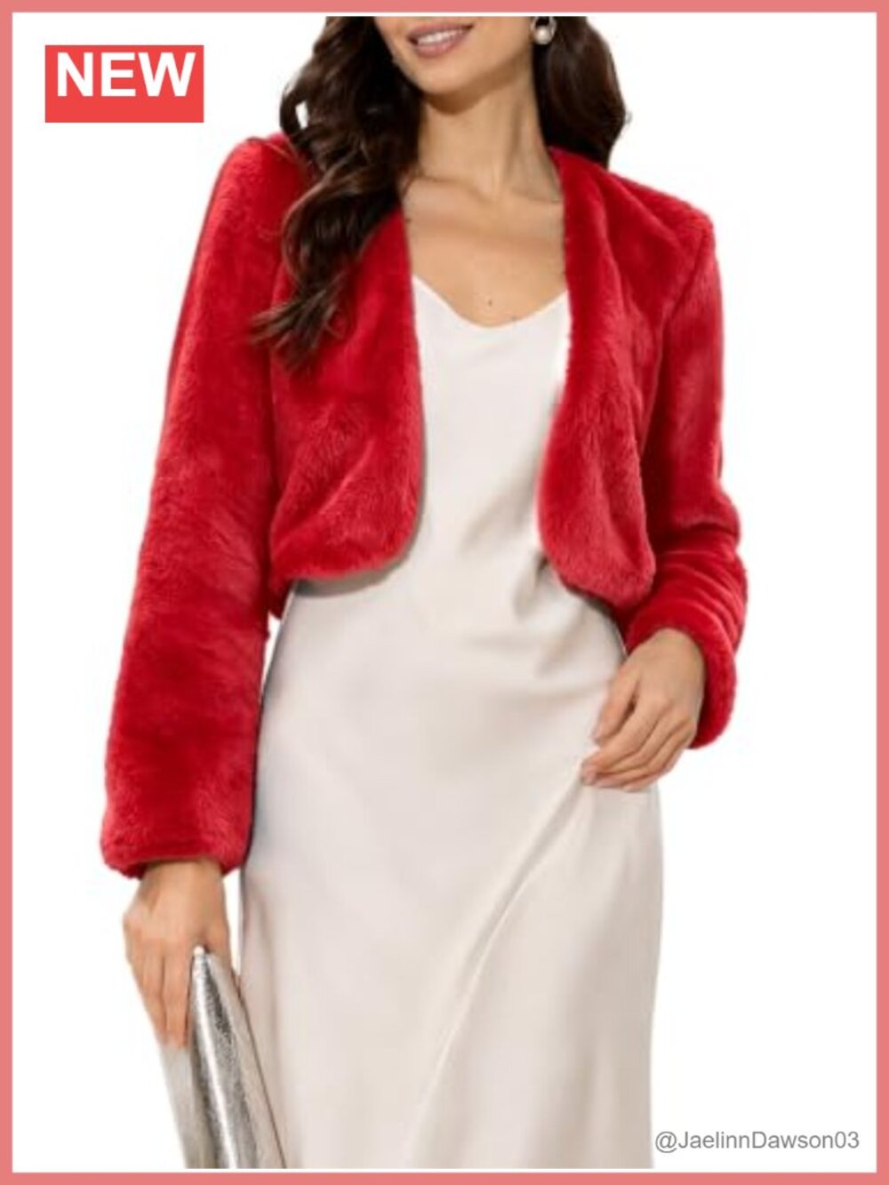 Cropped Faux Fur Jacket Wedding Bolero Shrug Women's Open Front Long Sleeve